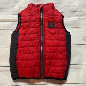 Calvin Klein Puffer Vest Red Full Zip Red and Black Baby Boy's Size 18 Months